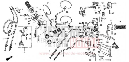 HANDLE LEVER/SWITCH/ CABLE (B/DK/ED/U) XR250RN de 1992